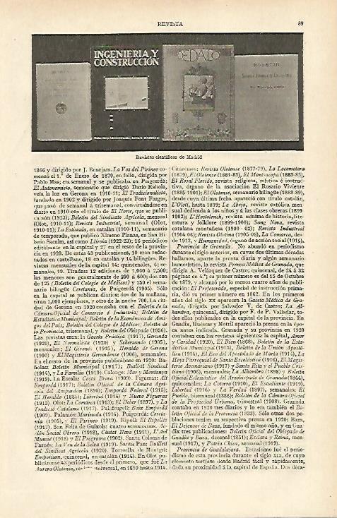 LAMINA ESPASA 13543: Revistas cientificas de Madrid