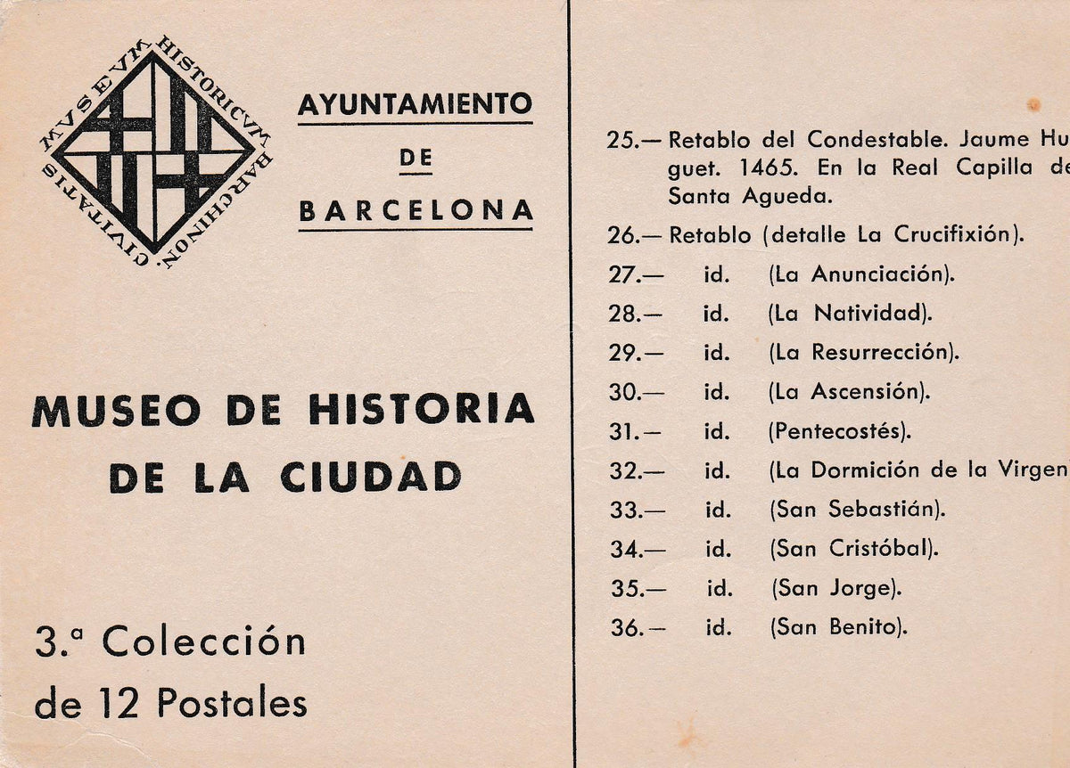 POSTAL B7071: MUSEO DE HISTORIA: LISTADO DE COLECCION DE POSTALES