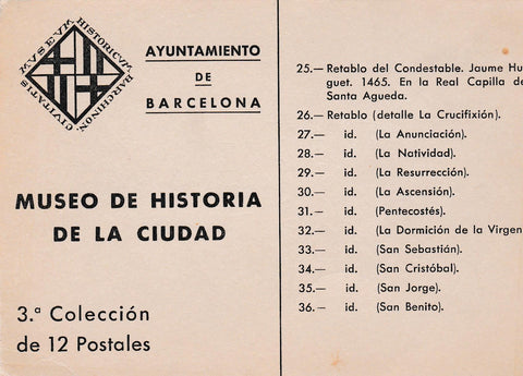 POSTAL B7071: MUSEO DE HISTORIA: LISTADO DE COLECCION DE POSTALES
