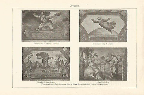 LAMINA ESPASA 29706: Frescos de Rafael J. Romano y Juan de Udina en el Palacio Vaticano de Roma