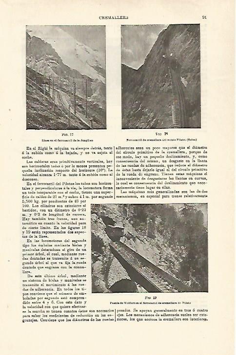 LAMINA ESPASA 29717: Ferrocarril de La Jungfrau y del Monte Pilato 