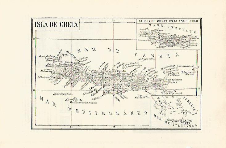 LAMINA ESPASA 29722: Mapa de la isla de Creta Grecia