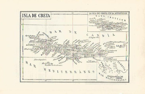 LAMINA ESPASA 29722: Mapa de la isla de Creta Grecia