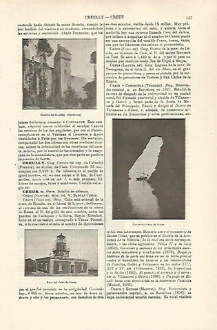 LAMINA ESPASA 29724: Castillo de Creuilly y Faro del Cabo de Creus