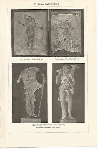 LAMINA ESPASA 29748: Representaciones del Buen Pastor en el Museo Lateranense de Roma