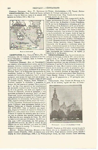  LAMINA ESPASA 29750: Mapa del fiordo de Cristianand Noruega