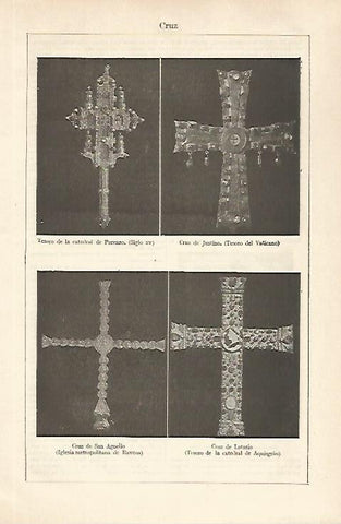 LAMINA ESPASA 29785: Cruces de tesoros de diversas catedrales