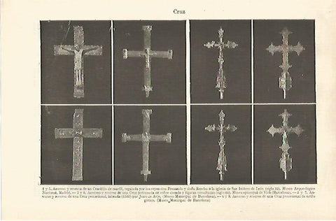 LAMINA ESPASA 29793: Cruces del Museo Arqueologico de Madrid y Barcelona