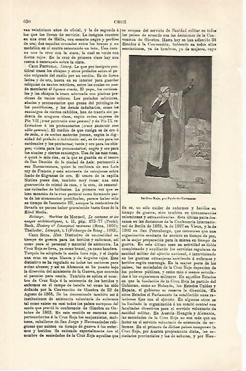 LAMINA ESPASA 29794: La Cruz Roja por Puvis de Chavannes