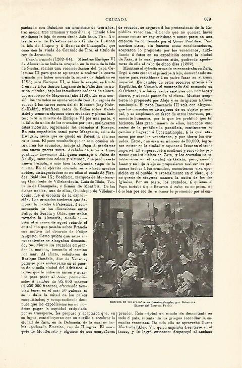 LAMINA ESPASA 29800: Entrada de los cruzados en Constantinopla por Delacroix