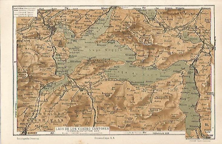 LAMINA ESPASA 29808: Mapa del Lago de los Cuatro Cantones