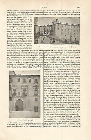 LAMINA ESPASA 29831: Puente de la Trinidad y Palacio Episcopal de Cuenca