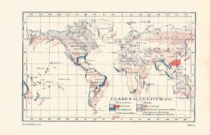LAMINA ESPASA 29848: Mapa mundial de clases de cultivos