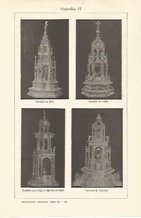 LAMINA ESPASA 29882: Custodia de la Catedral de Jaen Cadiz y Palencia