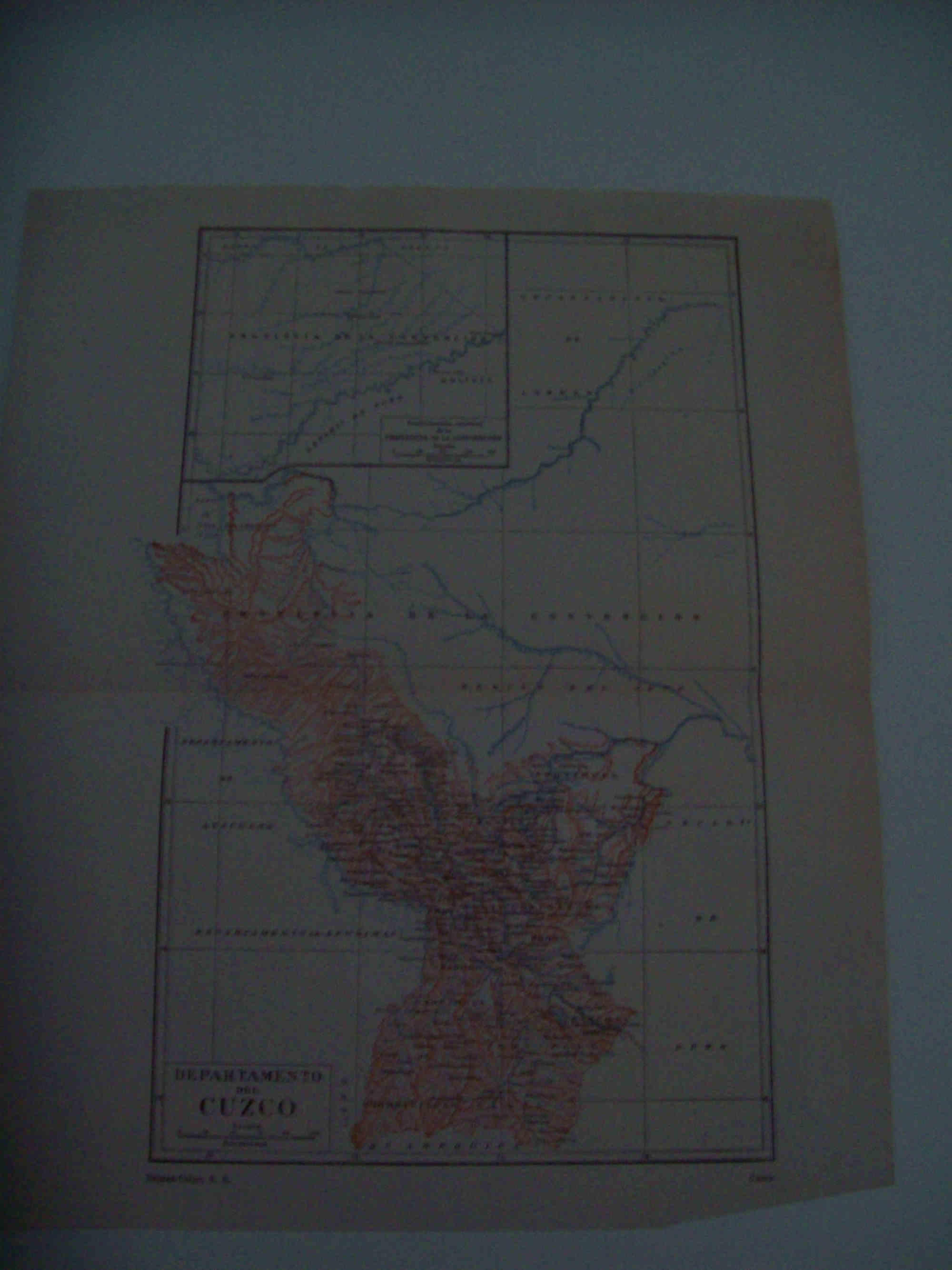 LAMINA ESPASA 29888: Mapa del Departamento de Cuzco Peru
