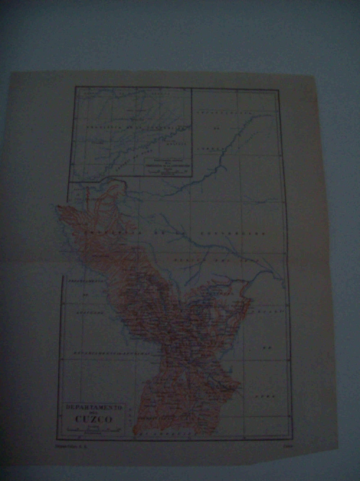 LAMINA ESPASA 29888: Mapa del Departamento de Cuzco Peru