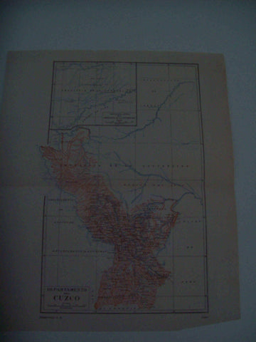 LAMINA ESPASA 29888: Mapa del Departamento de Cuzco Peru