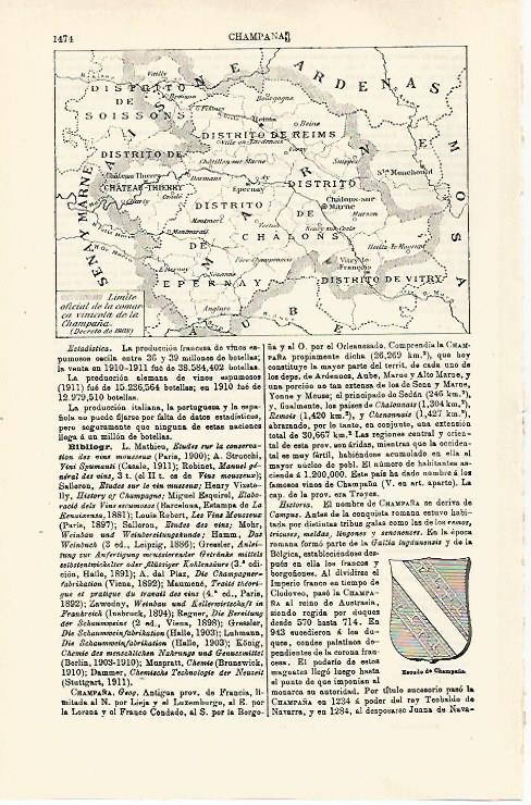 LAMINA ESPASA 29920: Mapa de la comarca del champan en Francia