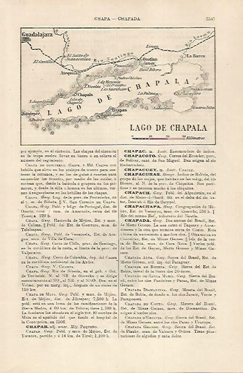 LAMINA ESPASA 29928: Mapa del Lago de Chapala Mexico