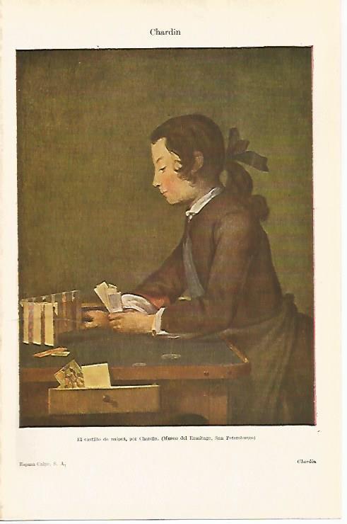 LAMINA ESPASA 29933: El castillo de naipes por Chardin
