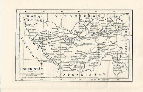 LAMINA ESPASA 29936: Mapa de Usbekistan