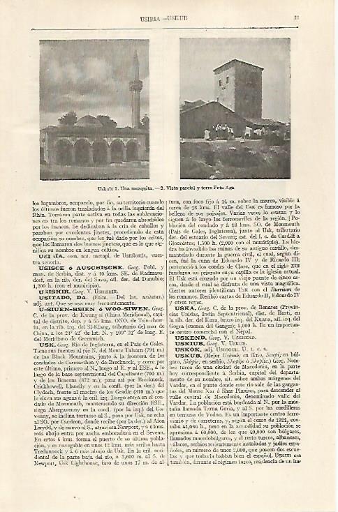 LAMINA ESPASA 29937: Mezquita y torre de Uskub Bulgaria