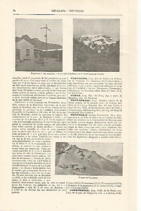 LAMINA ESPASA 29939: Estacion y valle en Uspallata Argentina