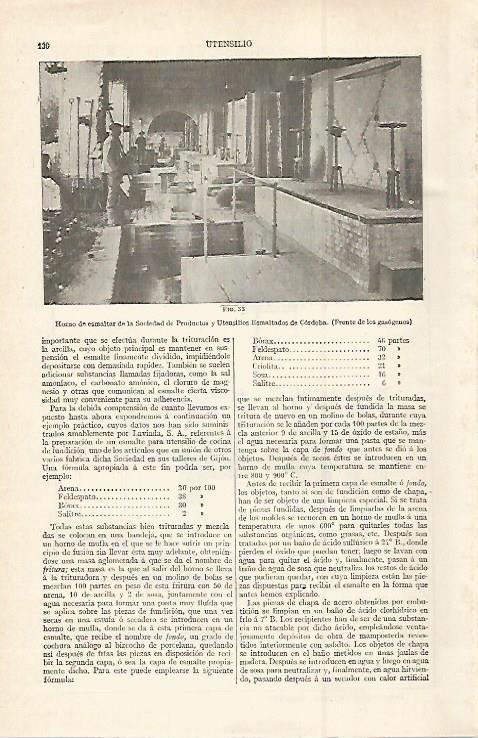 LAMINA ESPASA 29947: Horno de esmaltar de la Fabrica de  Cordoba