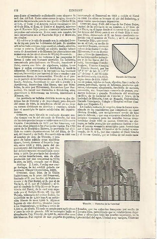 LAMINA ESPASA 29952: Escudo y Catedral de Utrech Paises Bajos