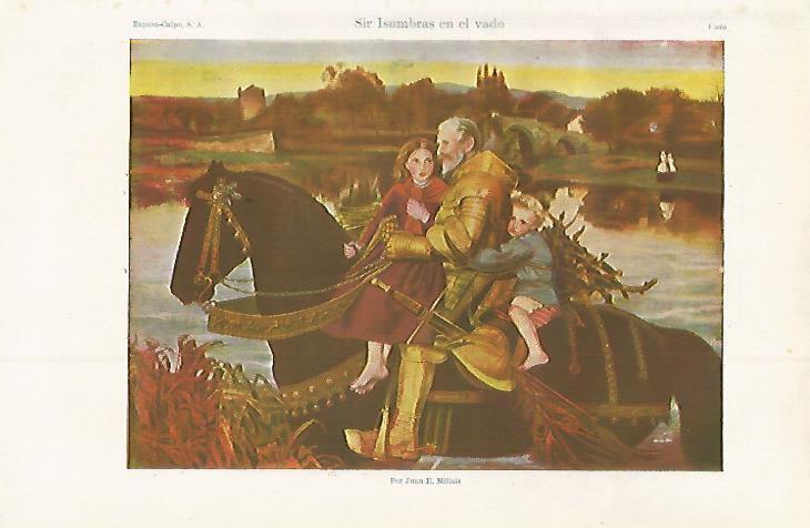 LAMINA ESPASA 29970: Sir Isumbras en el vado por J. E. Millais