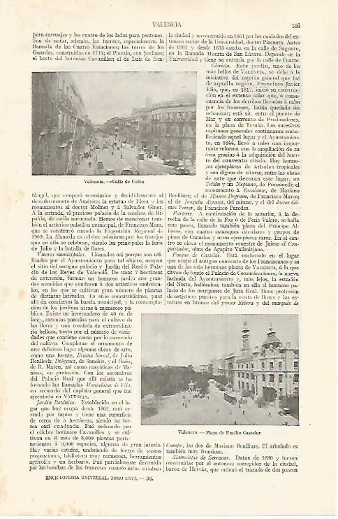 LAMINA ESPASA 30017: Calle de Colon y Plaza de Emilio Castelar en Valencia