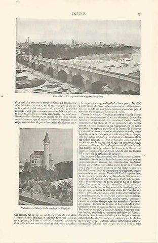 LAMINA ESPASA 30019: Puente del Mar y Palacio de la Condesa de Ripalda Valencia