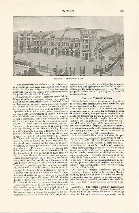 LAMINA ESPASA 30037: Estacion del Norte en Valencia