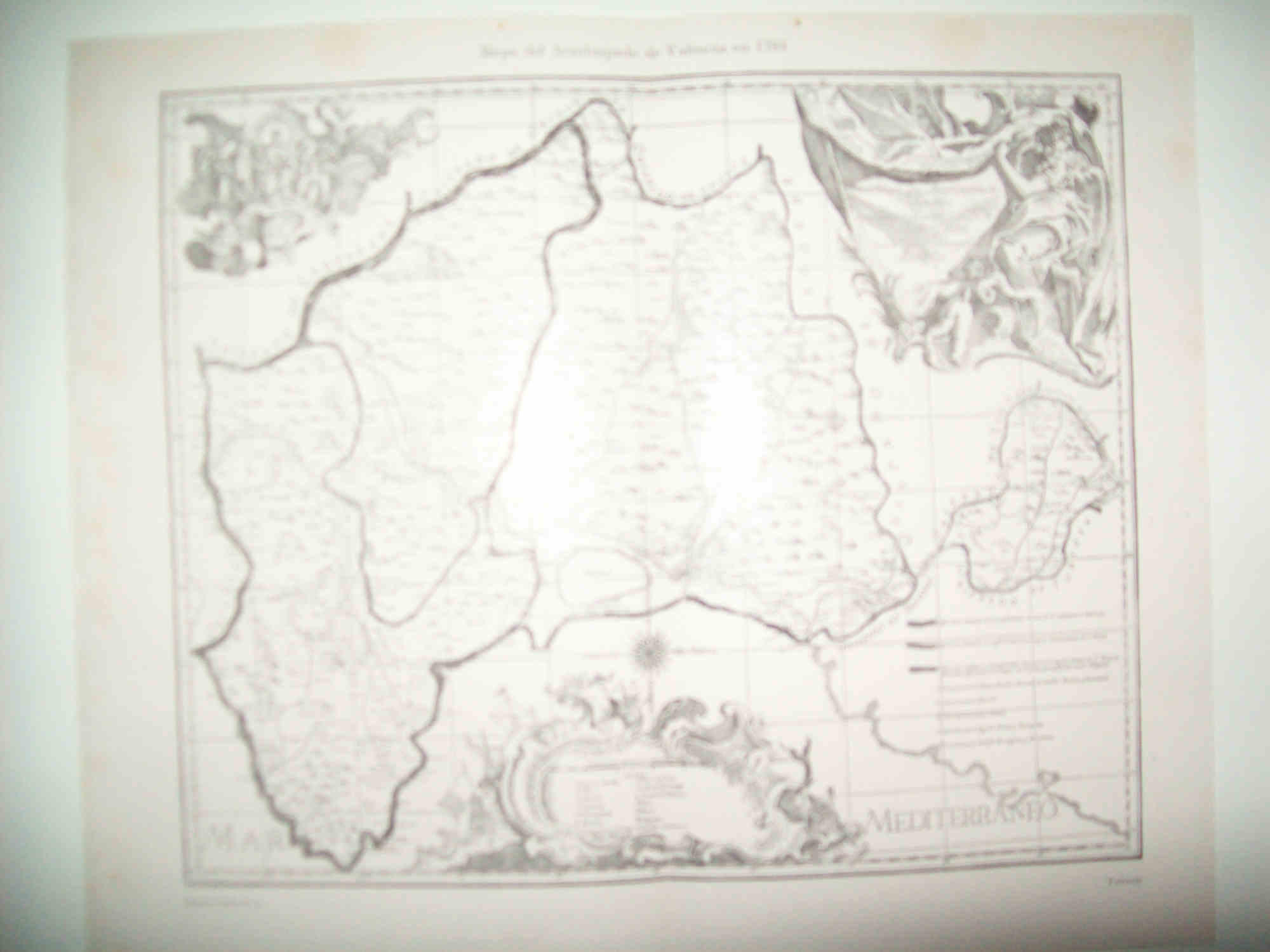 LAMINA ESPASA 30040: Mapa del Arzobispado de Valencia en 1761