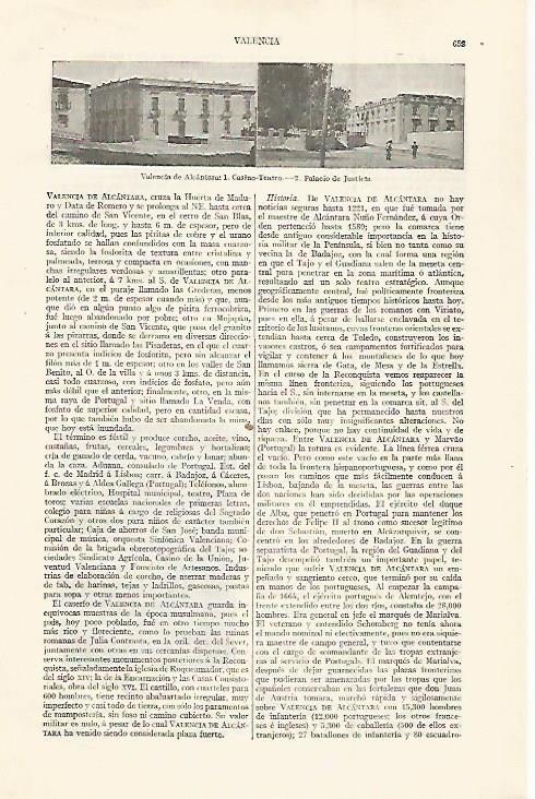 LAMINA ESPASA 30042: Casino y Palacio de Justicia de Valencia de Alcantara Caceres