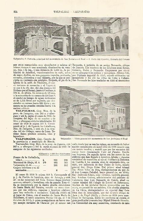 LAMINA ESPASA 30058: Monasterio de San Jeronimo el Real en Valparaiso Zamora