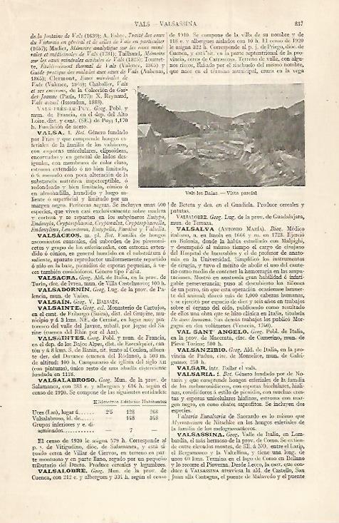 LAMINA ESPASA 30063: Vista de Vals les Bains Francia