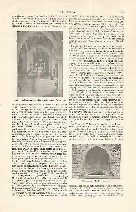 LAMINA ESPASA 30071: Interior del santuario de Nuestra Señora de Valvanera Logroño