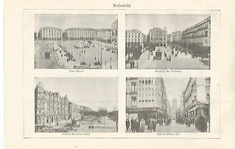 LAMINA ESPASA 30100: Plaza Mayor Calle Alfonso XII Acera de San Francisco y Avenida Alfonso XIII de Valladolid