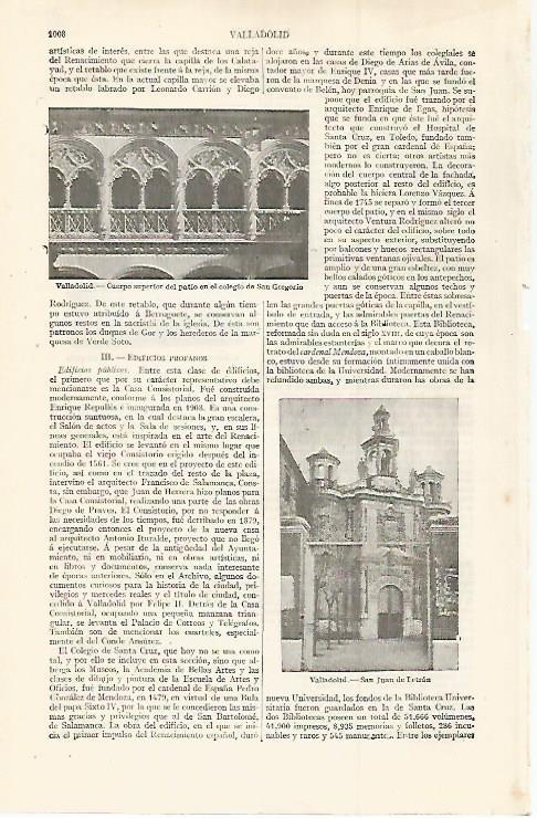LAMINA ESPASA 30103: Colegio de San Gregorio y San Juan de Letran en Valladolid