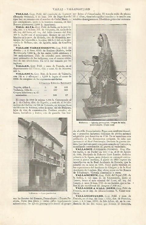 LAMINA ESPASA 30105: Virgen de Vallanca Valencia
