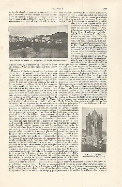 LAMINA ESPASA 30106: Monasterio de Vallbona de las Monjas Lleida
