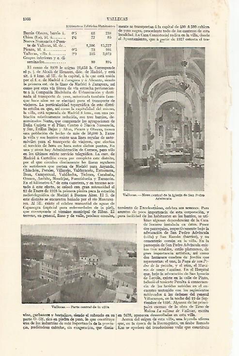 LAMINA ESPASA 30117: Iglesia y villa de Vallecas Madrid