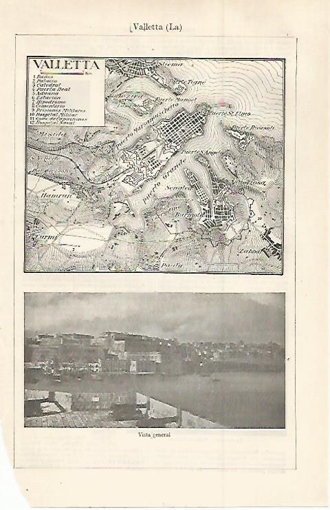 LAMINA ESPASA 30121: Plano y vista de Valletta