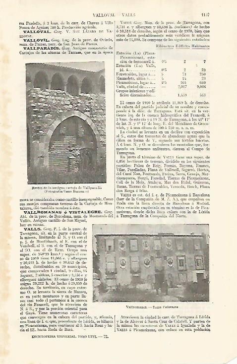 LAMINA ESPASA 30134: Ruinas de la Cartuja de Vallparadis Barcelona