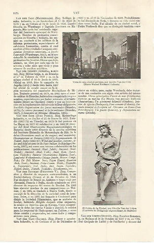 LAMINA ESPASA 30145: Vista de una ciudad antigua por J. Van der Ulft