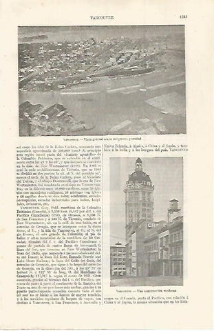LAMINA ESPASA 30158: Puerto y edificio de Vancouver Canada