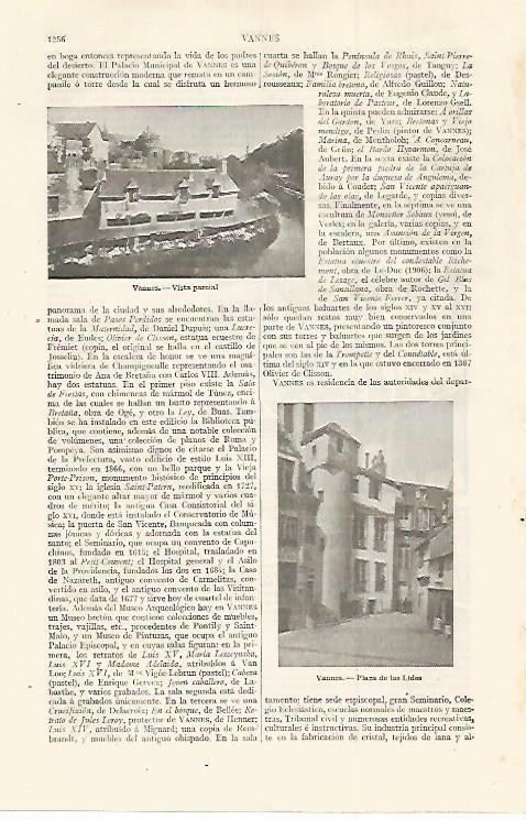 LAMINA ESPASA 30163: Vista de Vannes Francia