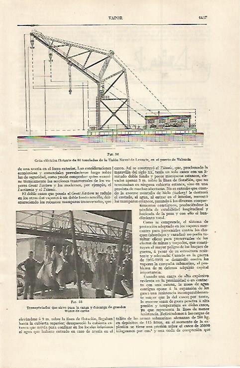 LAMINA ESPASA 30173: Grua electrica de la Union Naval de Levante