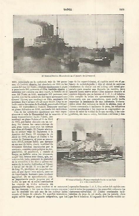 LAMINA ESPASA 30185: El Mauretania en el puerto de Liverpool